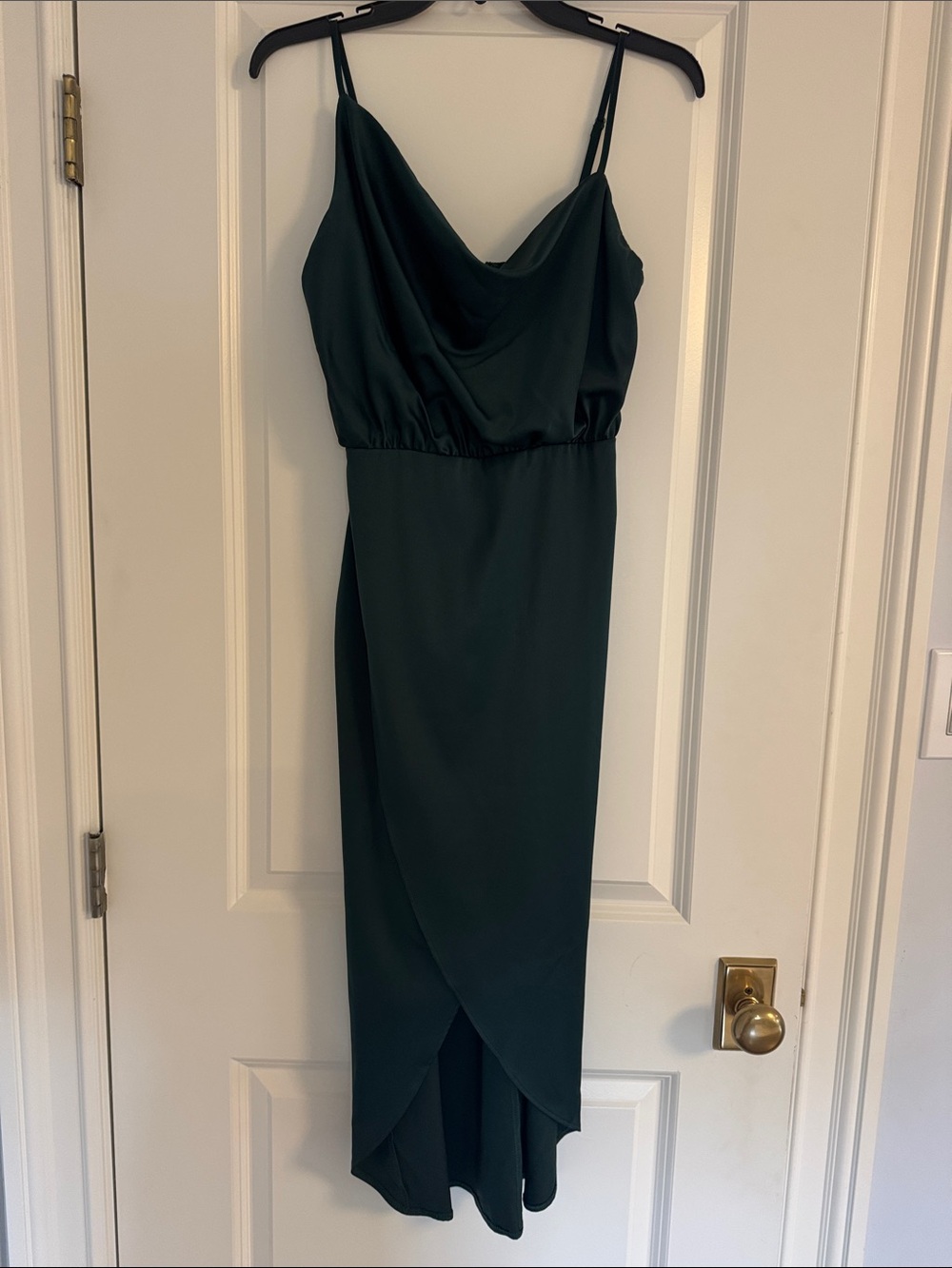 Showpo Dark Green Cowl Neck High-Low Slip Dress